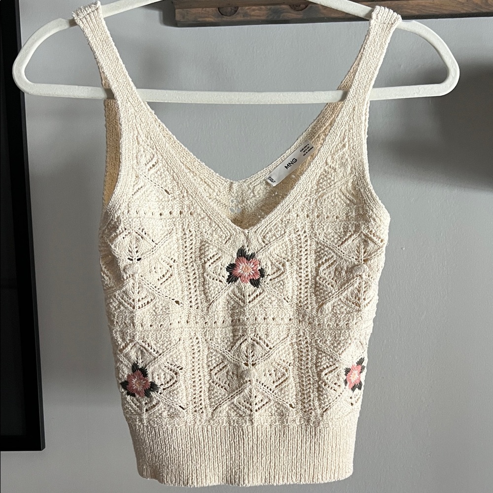 Mango Cream Floral Knit Camisole